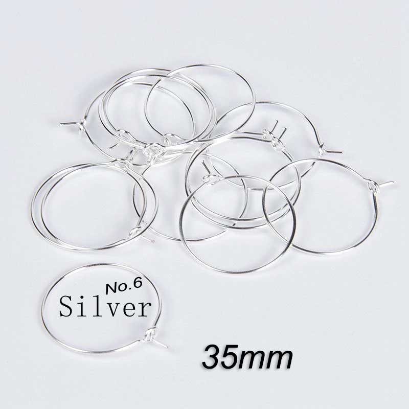 20 Pairs (40 Pcs)  approx 35mm Silver Color Hoops Earrings Big Circle Ear Hoops Earrings Wires For DIY Jewelry Making Supplies