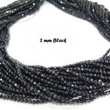 2 LINES PACK' 2 MM HYDRO GLASS BEADS ROUND SOLD BY PER LINE' 14 INCHES LONG' 195-200 PIECES