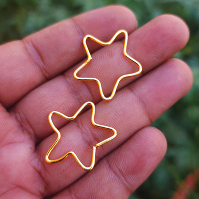 2 PAIR PACK' GOLD POLISHED' 26 MM APPROX' AUTHENTIC HANDMADE BRASS HOOP USED DIY JEWELLERY MAKING