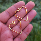 2 PAIR PACK' GOLD POLISHED' 28 MM APPROX' AUTHENTIC HANDMADE BRASS HOOP USED DIY JEWELLERY MAKING