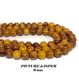 6 MM HIGH QUALITY RARE PICTURE JASPER GEMSTONE BEADS SOLD BY PER STRING, 14 INCH 55-58 BEADS PER STRING.