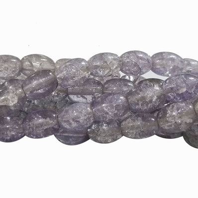 2 Line/string (each line 16 inches long) glass beads Crackle for jewelry making in size about 6x8mm Oval