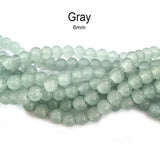 2 STRANDS/ LINES, 6MM ROUND IMITATION JADE GLASS BEADS STRANDS, HOLE: 1.1~1.3MM, ABOUT 280~285PCS/STRAND, 31.4INCHES NO RETURN OR EXCHANGE DUE TO SPRAY PAINTED BAKED BEADS