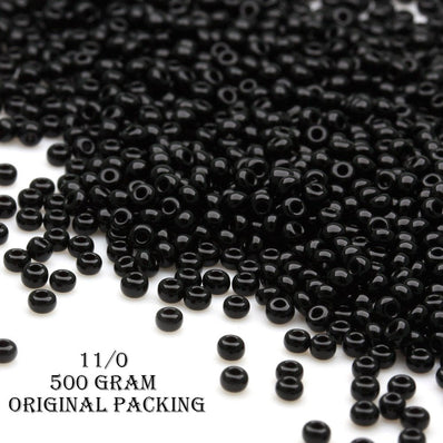 WHOLESALE' 500 GRAM PACK' 11/0 BLACK PRECIOSA TRADITIONAL CZECH BEADS' ORIGINAL PACKAGING