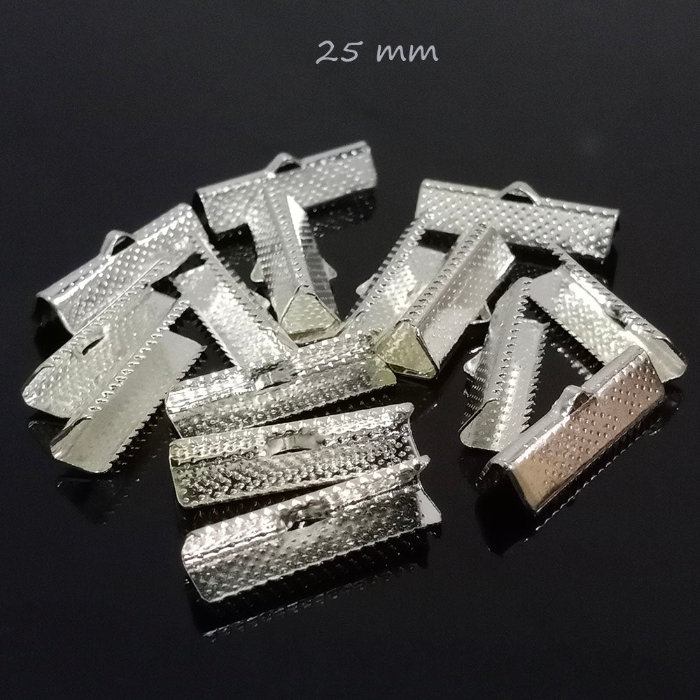 25 MM' SILVER PLATED RIBBON CRIMP FINDING' SOLD BY 30 PIECES PACK