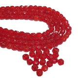 3 Strands/Line, Red Crystal Glass Beads About 200~220 Beads