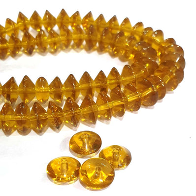 2 Strands Pack (each 16" line) 5x10mm Crystal Disc Brown Topaz Glass beads