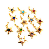 4 Pieces Pack'  Random Color Mix '22 mm' Star Gold Purple stone inlay small size jewelry making