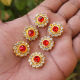 2 PIECES PACK' 15-16 MM' HANDMADE KUNDAN BEADS COMPONENT USED IN DIY JEWELLERY MAKING