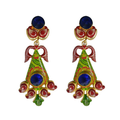 Meenakari Handmade earring with stone setting