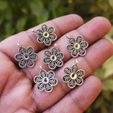 10 PIECES PACK' SILVER OXIDIZED FLOWER CHARMS' 20x14 MM USED DIY JEWELLERY MAKING