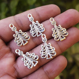 10 PIECES PACK' SILVER OXIDIZED TREE CHARMS' 24x14 MM USED DIY JEWELLERY MAKING