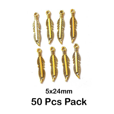 50 Pcs pack approx size 5x24mm Unbeatable Price of Leaf Charms Pendants Available