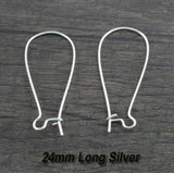 20 Pair Pack' (40 Pieces) 24 mm Kidney Back Ear Wire
