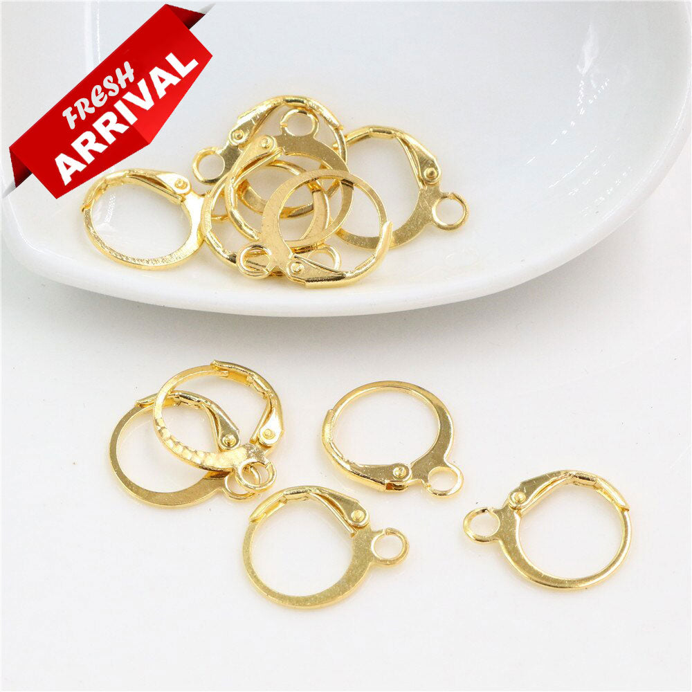 Avismaya High Quality Gold Plated Red And White Color Stones Hoop Earrings