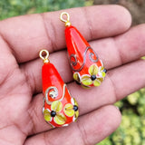 2 PCS PACK TRENDY CHARMS' 16X30 MM APPROX' PENDANTS HANDMADE LAMPWORKED ARTISTIC FROM ITALY MURANO