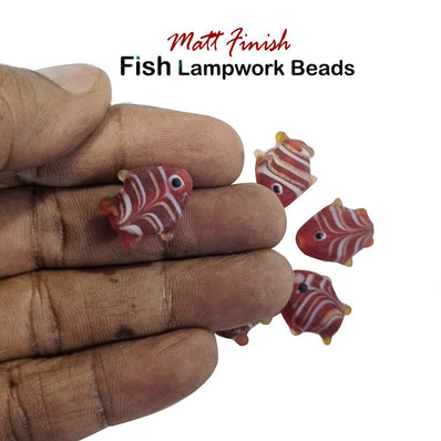 20/Pcs Lot Handmade Glass Beads Red Color Fish