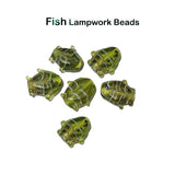 20/Pcs Lot, Handmade Glass Beads Fish Lime Green Color