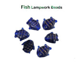 20/Pcs Lot Handmade Fish glass beads Blue color