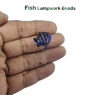 20/Pcs Lot Handmade Fish glass beads Blue color