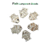 20/Pcs Lot, Handmade Fish glass beads clear white colour