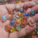 20 PIECES PACK' 8x10MM' REAL GOLD STONE INFUSED LAMPWORK BEADS Random mix color