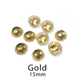 50 Pcs Bead cap 15mm size Gold plated jewellery and adornment uses