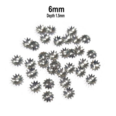 200 Pcs Pkg. LIGHT WEIGHT BEAD CAPS FOR JEWELRY MAKING IN SIZE ABOUT 6mm Rhodium Color