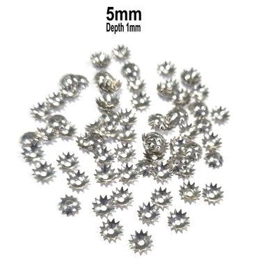 400 Pcs Pkg. LIGHT WEIGHT BEAD CAPS FOR JEWELRY MAKING IN SIZE ABOUT 5mm Silver Color