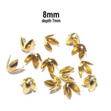 100 Pcs Pkg. LIGHT WEIGHT BEAD CAPS FOR JEWELRY MAKING IN SIZE ABOUT 8mm Gold Color