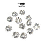 100 Pcs Pkg. LIGHT WEIGHT BEAD CAPS FOR JEWELRY MAKING IN SIZE ABOUT 10mm Silver Color