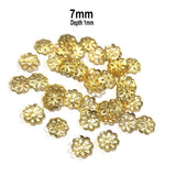 200 Pcs Pkg. LIGHT WEIGHT BEAD CAPS FOR JEWELRY MAKING IN SIZE ABOUT 7mm Gold Color