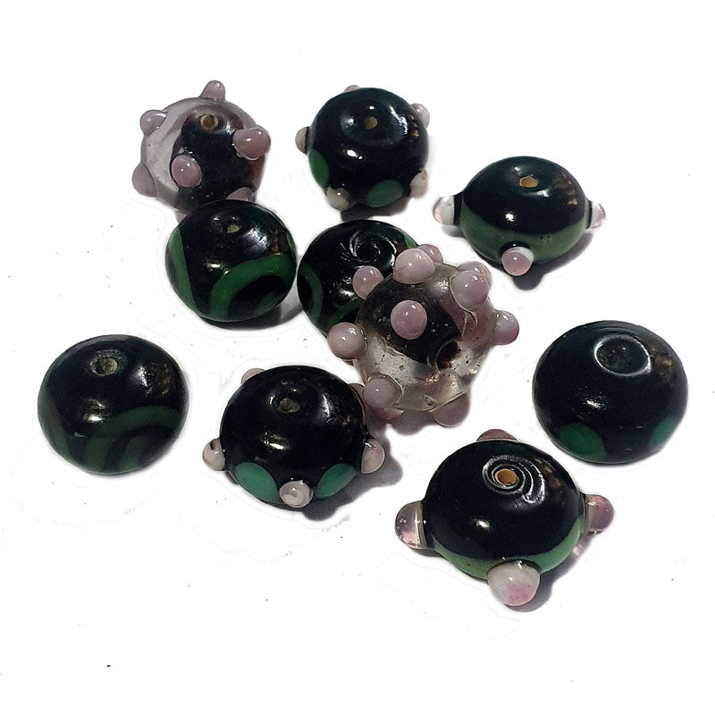 10 Pcs Black Mix Decoration Rondelle Bead Set