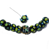 10 Pcs Black base on green decoration Lampwork artisan beads