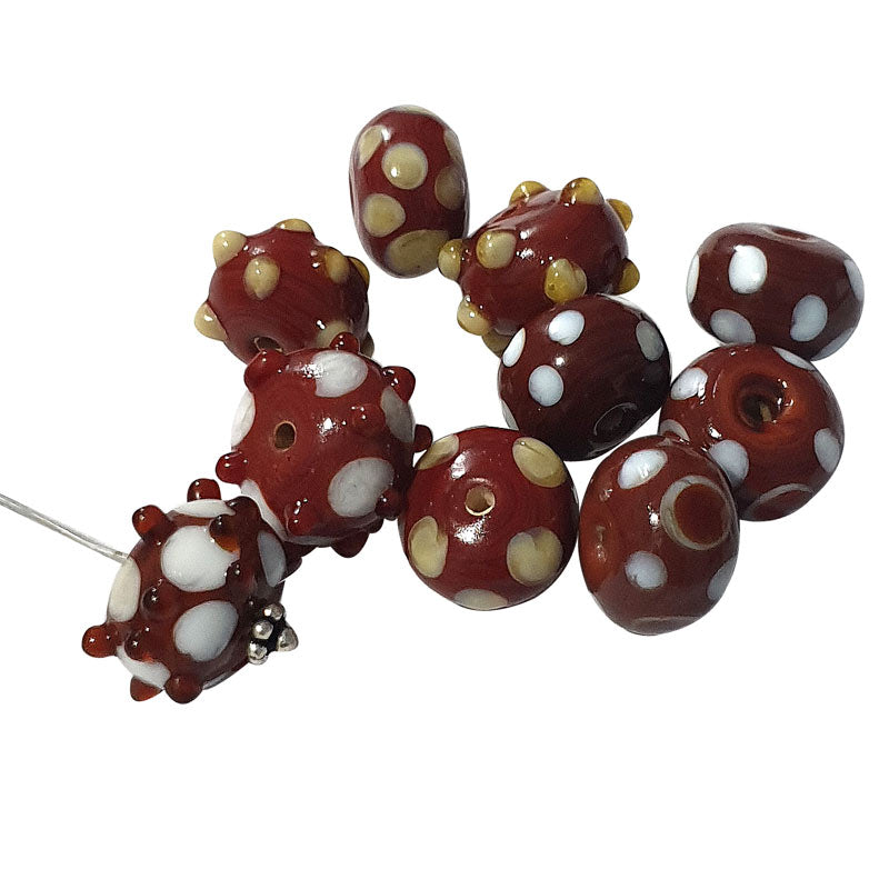 10 Pcs Assorted Designs Rondelle Lampwork Glass Beads for Jewelry making
