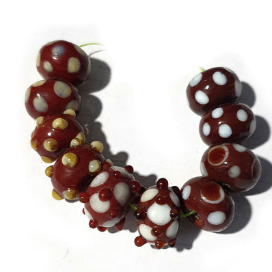 10 Pcs Assorted Designs Rondelle Lampwork Glass Beads for Jewelry making