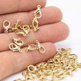 12mm Size, Lobster Clasps, Gold plated, Material Zinc, Sold by Per Pkg of 20 Pieces Used in Jewellery Making.