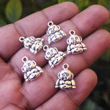 10 PIECES PACK' SILVER OXIDIZED BUDHA' 17 MM USED DIY JEWELLERY MAKING