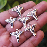 10 PIECES PACK' SILVER OXIDIZED ANGEL CHARMS' 18 MM USED DIY JEWELLERY MAKING
