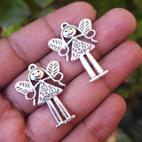 6 PIECES PACK' SILVER OXIDIZED DOLL CHARMS' 33x17 MM USED DIY JEWELLERY MAKING