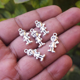 40 PIECES PACK' SILVER OXIDIZED DOLL CHARMS' 19x12 MM USED DIY JEWELLERY MAKING