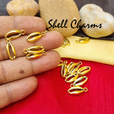 30 Pcs Pack, Kauri Cowrie Shell Charms Pendant Jewelry Making Raw Materials Gold