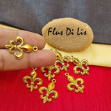 20 Pcs Pack, Fleur De Lis Charms Pendant Jewelry Making Raw Materials , Color Plating Gold