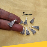 20 Pcs Pack, Broom Charm Charms Pendant Jewelry Making Raw Materials , Color Plating Silver