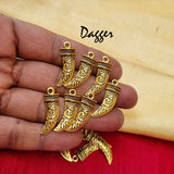 15 Pcs Pack, Dagger Charms Pendant Jewelry Making Raw Materials , Color Plating Gold