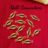 40 Pcs Pack, Kauri Cowrie Shell Connector Charms Pendant Jewelry Making Raw Materials , Color Plating Gold