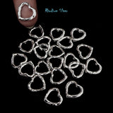 RHODIUM SILVER POLISHED' HEART SHAPED METAL BEADS SOLD BY 10 PIECES PACK'