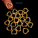 GOLD POLISHED' HEART SHAPED' 13 MM'  METAL BEADS SOLD BY 10 PIECES PACK'