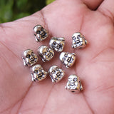 10 PIECES PACK' 9 MM' SILVER OXIDIZED LAUGHING BUDDHA METAL BEADS USED IN DIY JEWELLERY MAKING