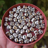 10 PIECES PACK' 9 MM' SILVER OXIDIZED LAUGHING BUDDHA METAL BEADS USED IN DIY JEWELLERY MAKING